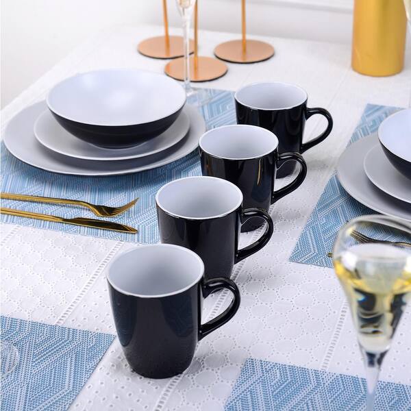 Vancasso Dinnerware Sets, Stoneware Dinner Set for 8, 32-Piece Round Dark  Grey, Series SESAM 