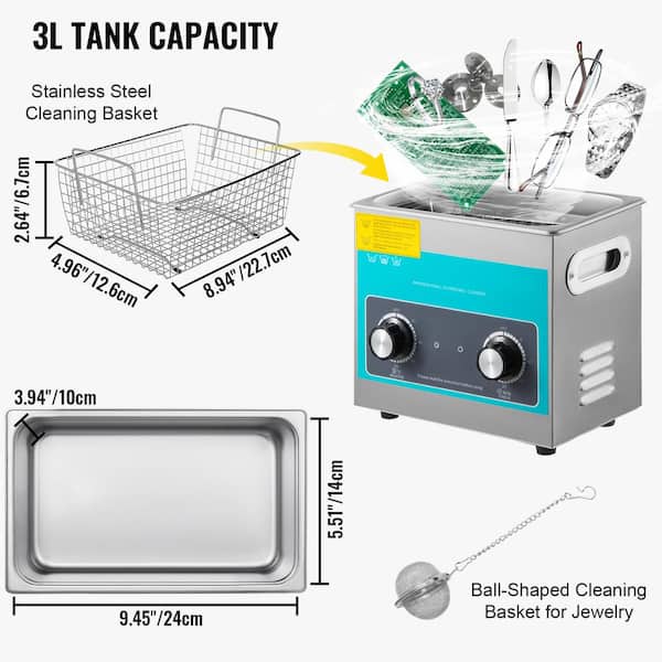 CO-Z 3L 100w Ultrasonic Cleaner with Digital Timer & Heater