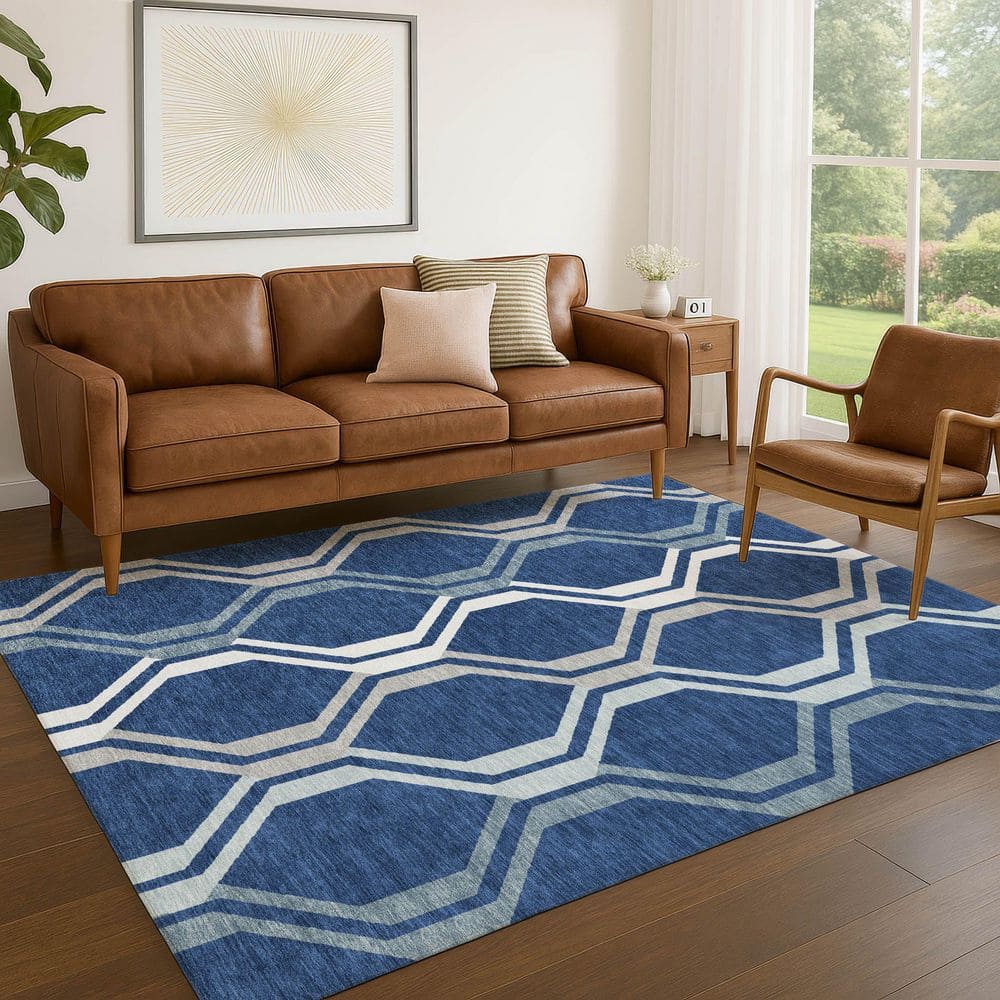 Chantille Machine Washable Indoor/Outdoor Abstract ACN2326 Navy 3 ft. x 5 ft. Area Rug price history on PriceWatchPro