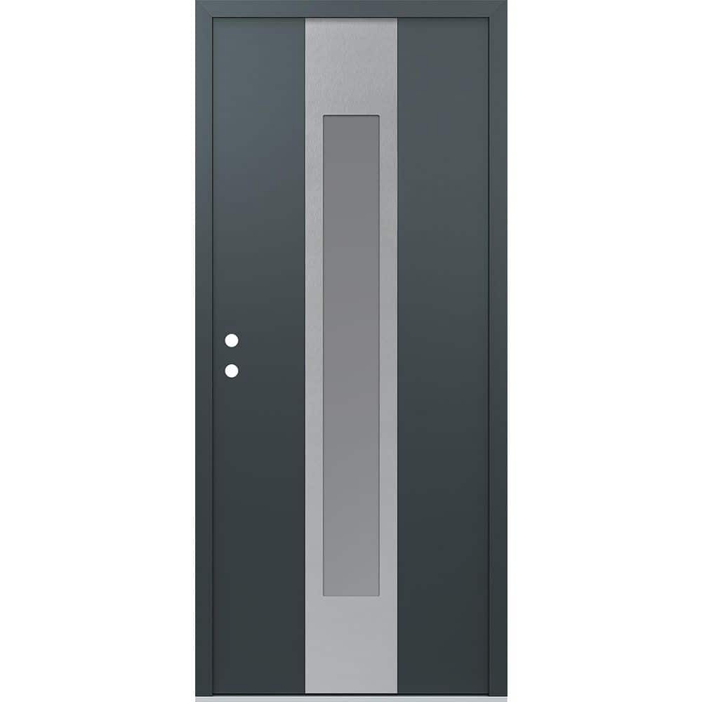 A1 36 in. x 80 in. Silver P Right-Hand/Inswing Frosted Glass Anth/Anth Steel Prehung Front Door price history on PriceWatchPro