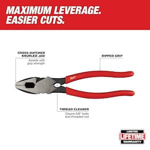 9 in. High Leverage Linesman's Pliers with Thread Cleaner