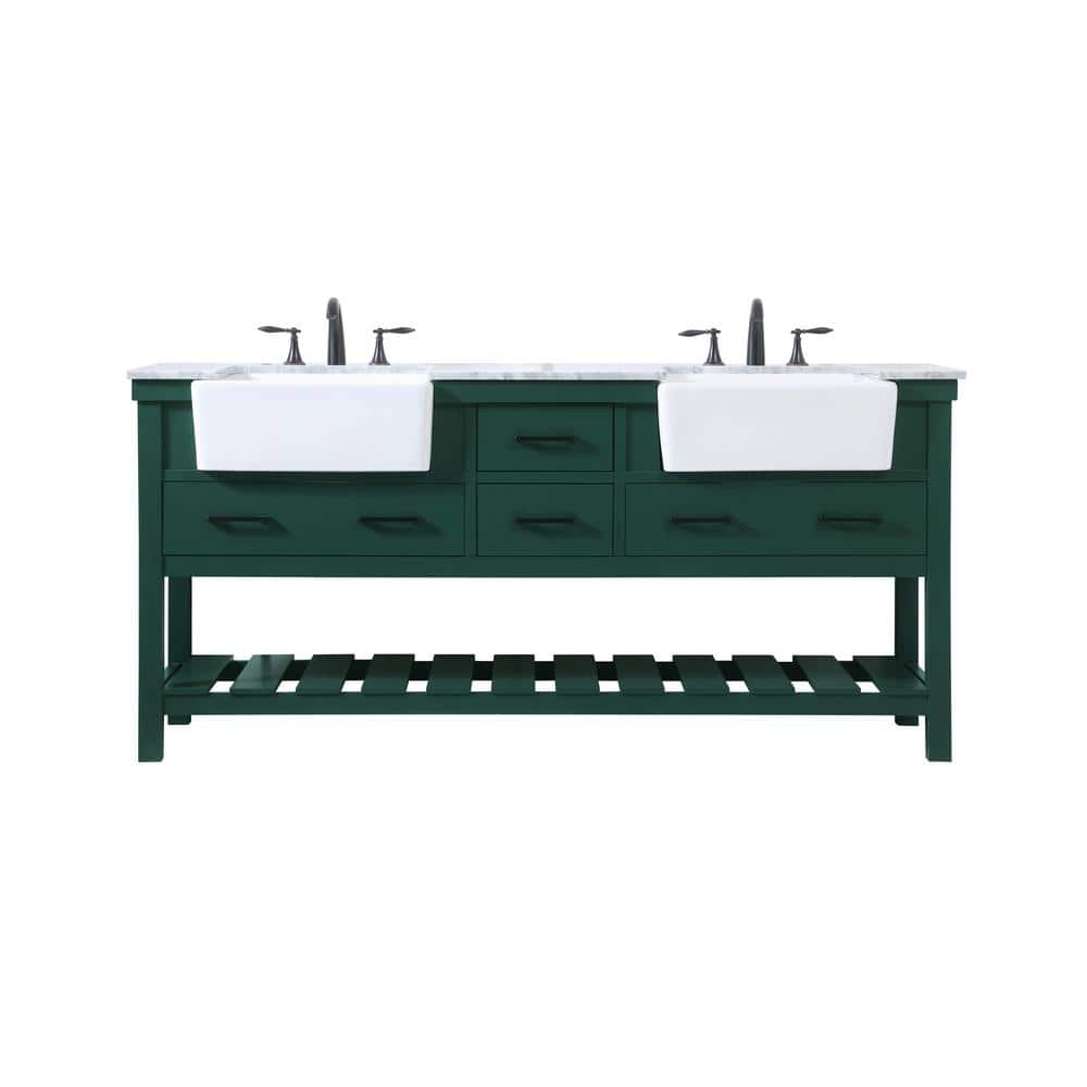 Simply Living 72 in. W x 22 in. D x 34.125 in. H Bath Vanity in Green with 