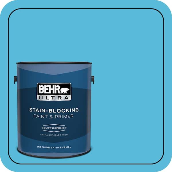 BEHR ULTRA 1 gal. #530B-5 Azurean Extra Durable Satin Enamel Interior Paint & Primer