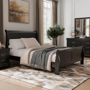 Burkhart Black King Wood Frame Sleigh Bed with Slat Kit