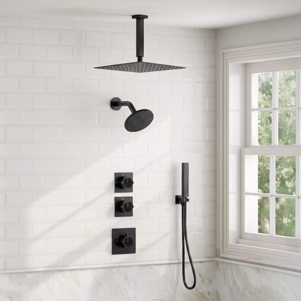 GRANDJOY Module Switch 5-Spray Dual Wall Mount 12 in. Fixed and