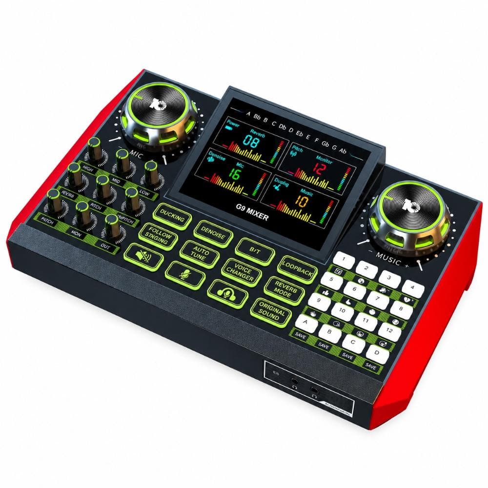 Audio Mixing Console Sound Board Mixer with Voice Changer and Effects for Live Streaming Gaming Black
