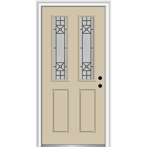 MMI Door 32 in. x 80 in. Courtyard Left-Hand 2-Lite Decorative Painted Fiberglass Smooth Prehung Front Door on 4-9/16 in. Frame