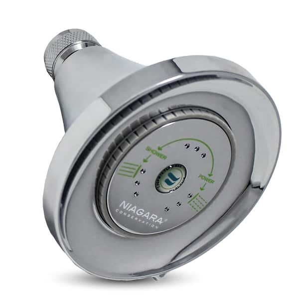 Niagara Conservation Earth Luxe 3-Spray with 1.75 GPM 3.35 in. Wall Mount Adjustable Fixed Shower Head in Chrome, 1-Pack