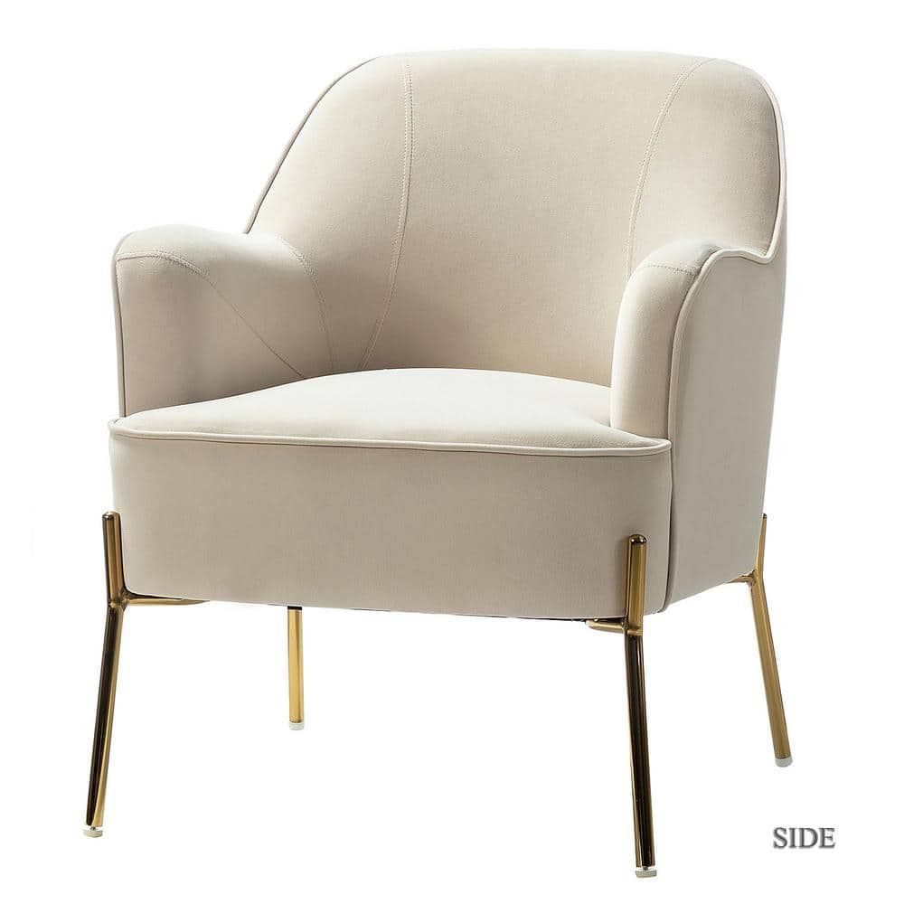 JAYDEN CREATION Nora Modern Tan Velvet Accent Chair with Gold Metal ...