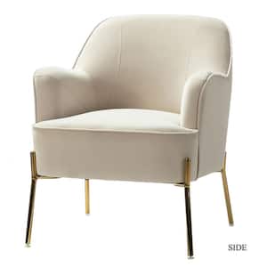 Nora Modern Tan Velvet Accent Chair with Gold Metal Legs