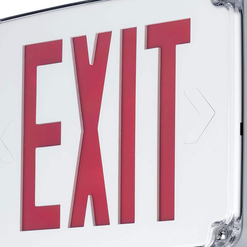 White and Red LED Emergency Exit Sign with Thermoplastic Housing