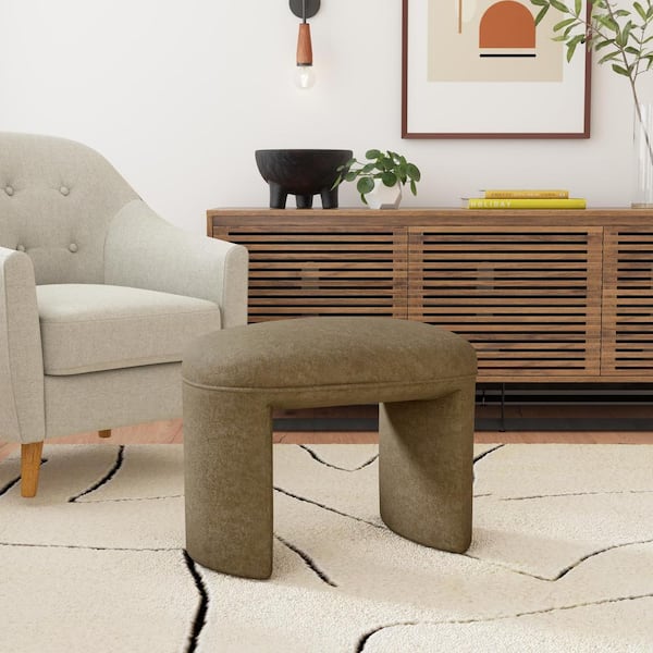 Homepop Quinn Mocha Fabric Oval Accent Ottoman