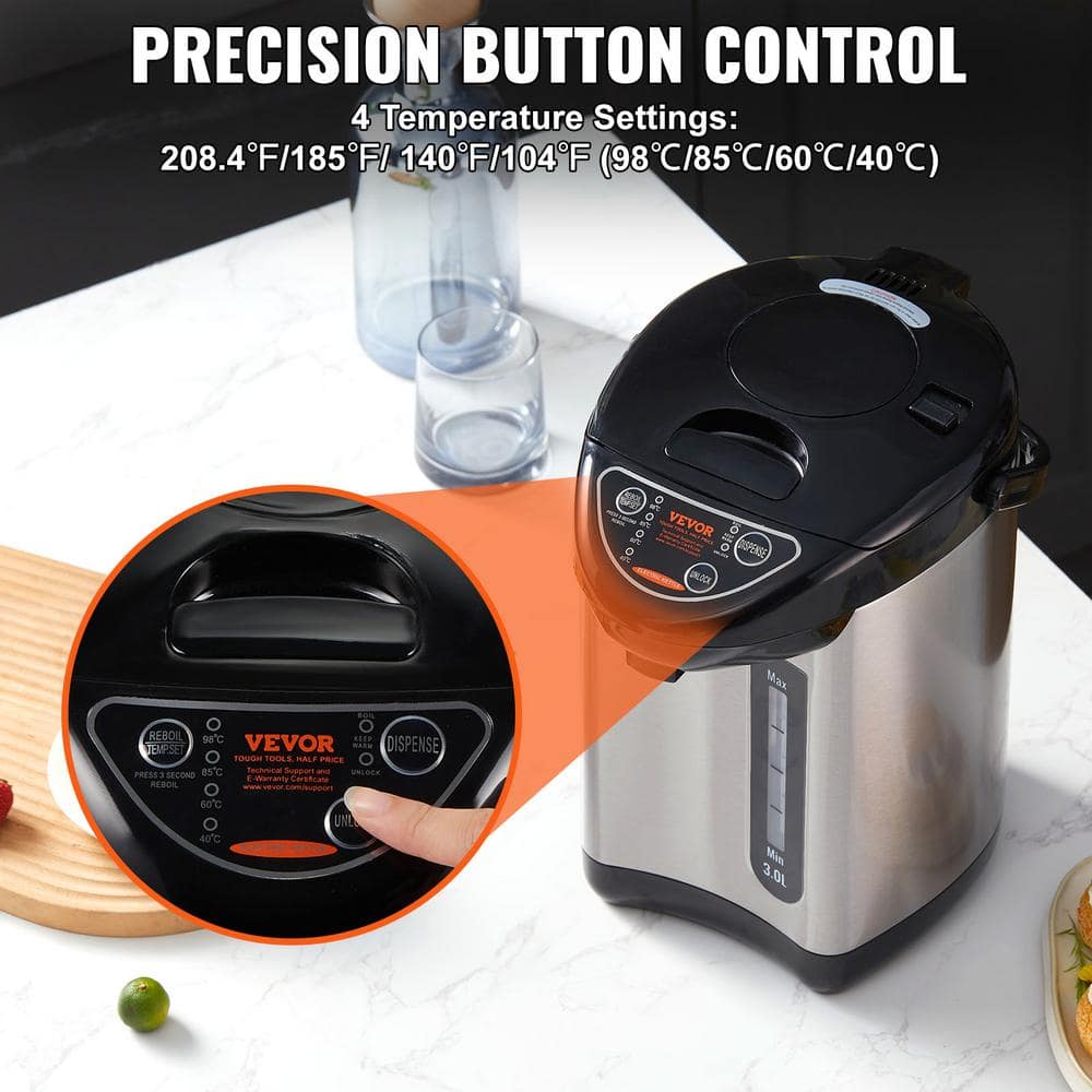 VEVOR 3L Stainless Steel Electric Countertop Hot Water Dispenser
