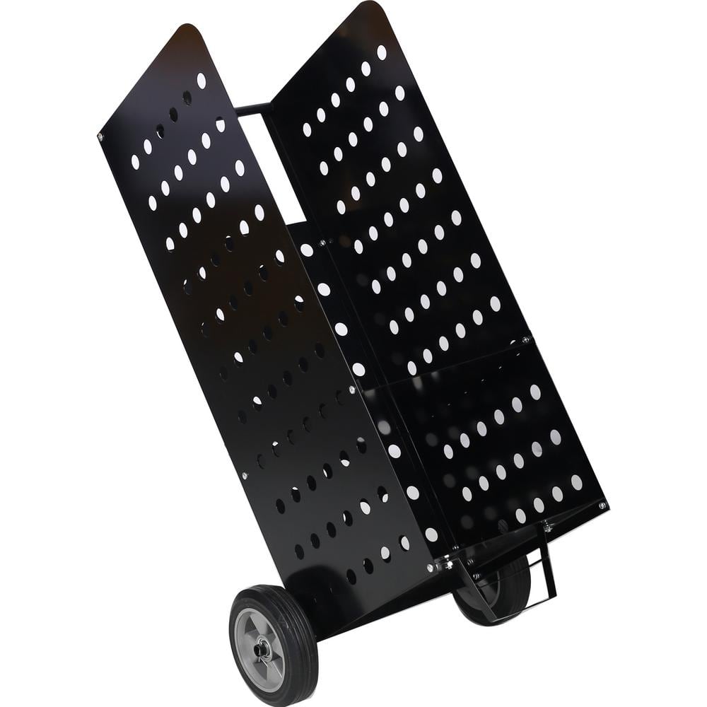 16.3 in. Heavy-Duty Steel Outdoor Firewood Rack with Wheels