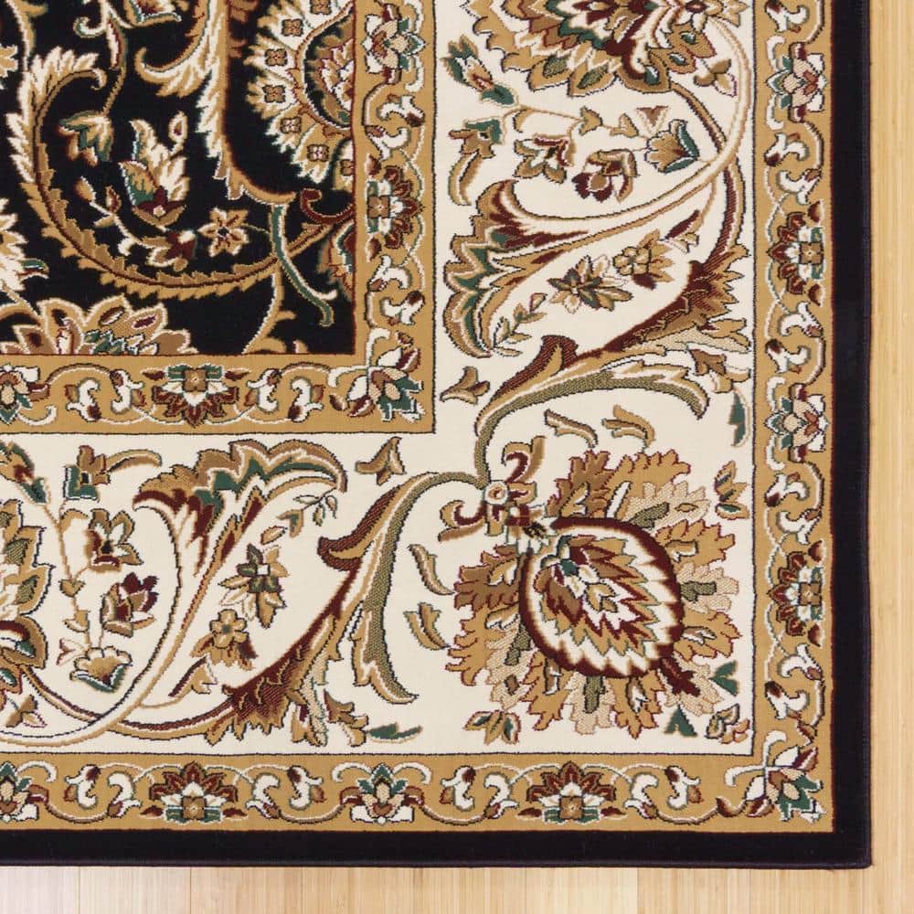 Majestic Black and Gold Synthetic Tufted Rectangular Area Rug 5' x 7'