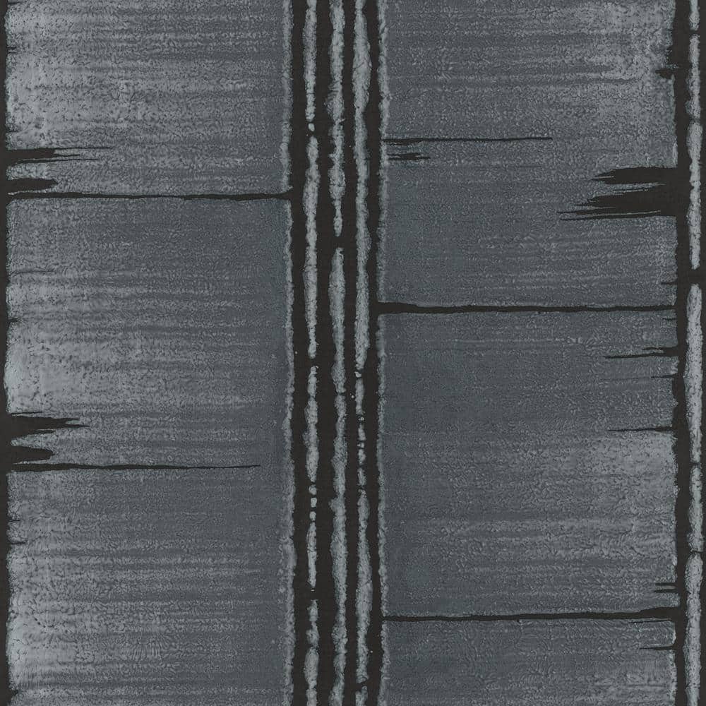 Bazaar Collection Black/Dark Teal Bark Stripe Design Non-Woven Non-Pasted W