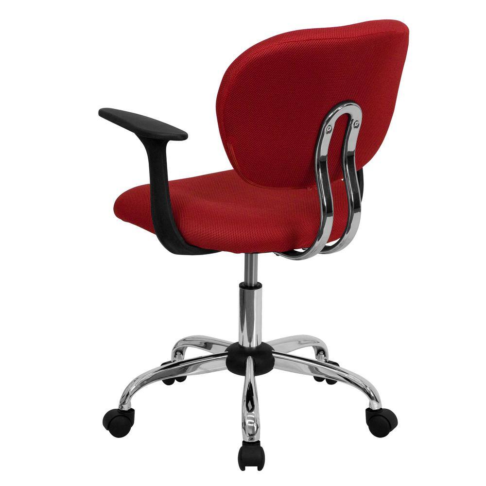Mid-Back Red Mesh Swivel Task Chair with Chrome Base