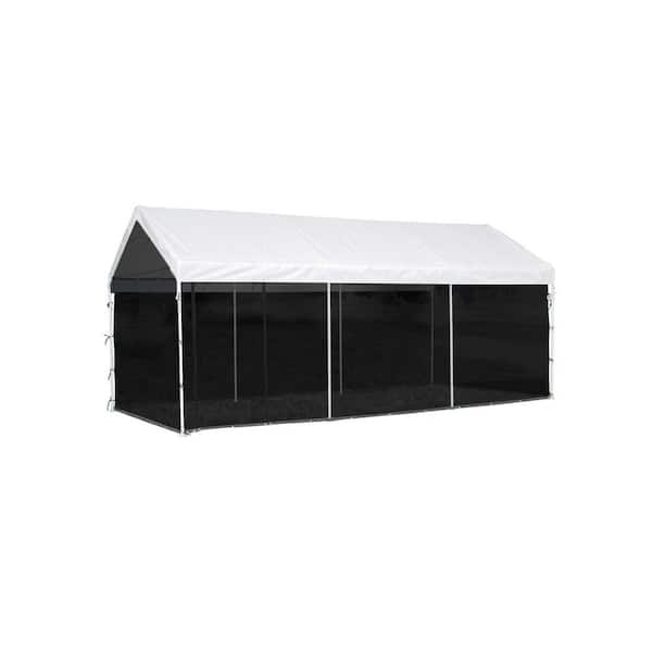 ShelterLogic 10 ft. W x 20 ft. H Max AP 2-in-1 Canopy in White w/ Screenhouse Enclosure Kit and Waterproof Cover