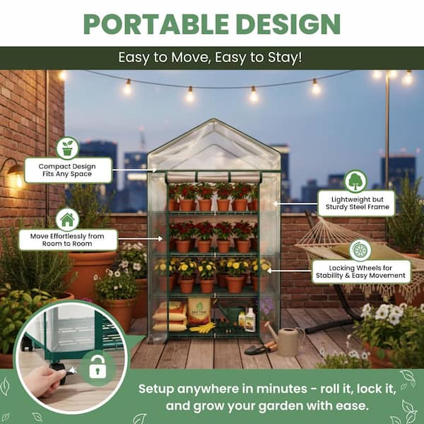Pure Garden 27.1 in. W x 19.3 in. D x 63.3 in. H 4-Tier Mini
