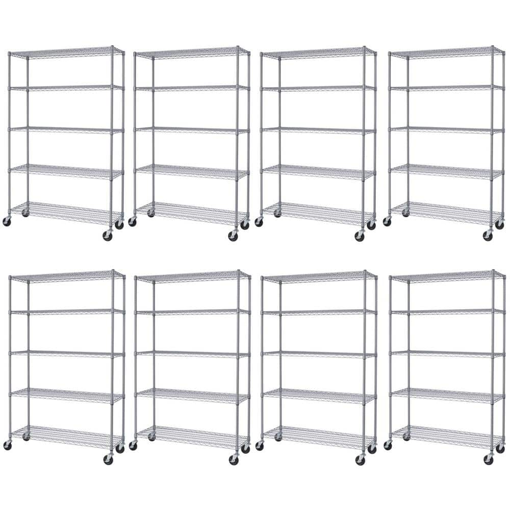 VEVOR VEVOR Shelving Unit 48x18.5 Inch Storage Shelves 5-Tier shelving  Units And Storage Adjustable Shelf Storage Unit Adjustable Feet Shelving  Units Stainless Steel Kitchen Shelves