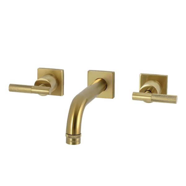 Convergent 2-Handle Wall-Mount Bathroom Sink Faucet in Brushed Brass
