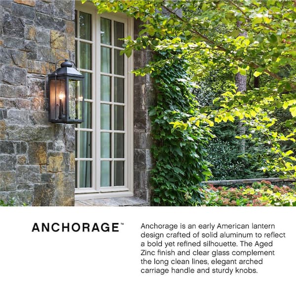 HINKLEY Anchorage Medium 2-Light Aged Zinc Outdoor Wall Lantern