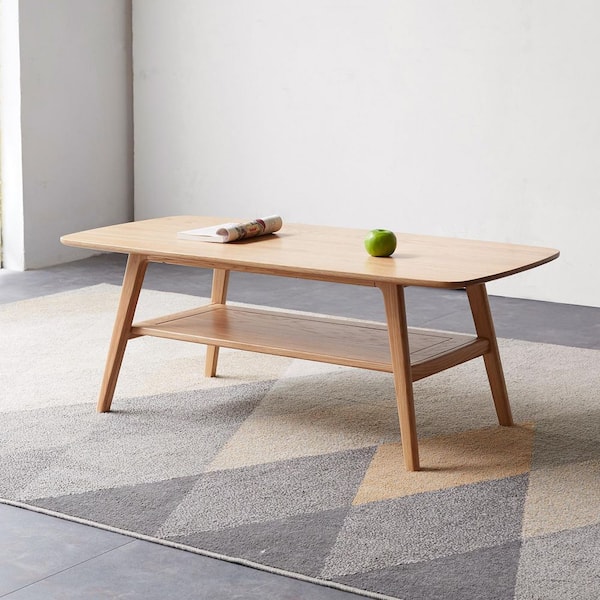 Lirago 47 in. White Ractangular Wood End Table with Steel base