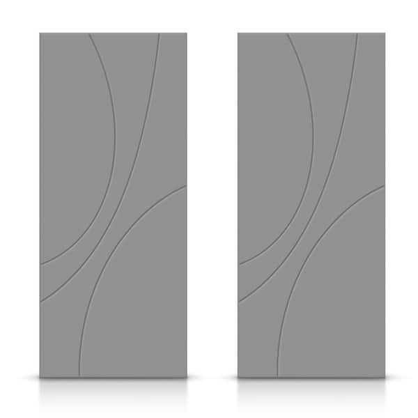 CALHOME 72 in. x 80 in. Hollow Core Light Gray Painted Composite MDF Interior Double Closet Sliding Doors