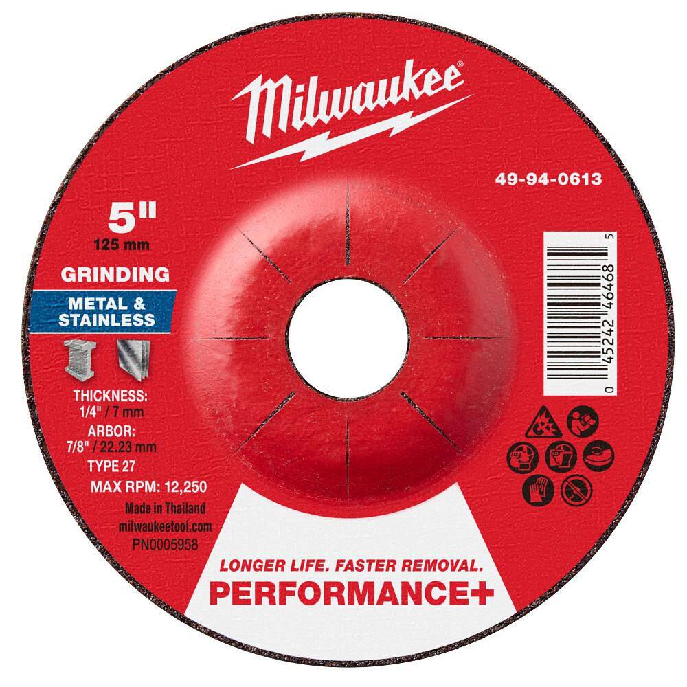 5 in. x 1/4 in. x 7/8 in. Performance Plus Metal Grinding Wheel-Type 27 price history on PriceWatchPro