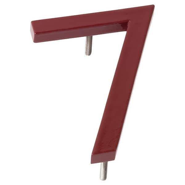 Montague Metal Products 4 in. Brick Red Aluminum Floating or Flat Modern House Number 7