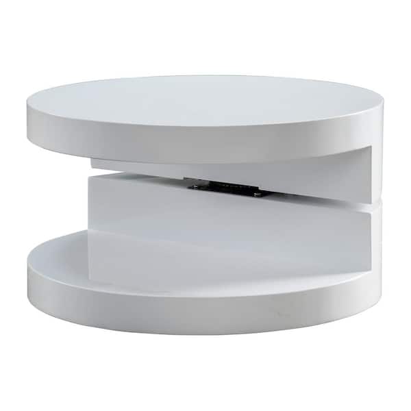 Noble House 24 in. White Medium Round Wood Coffee Table with Storage