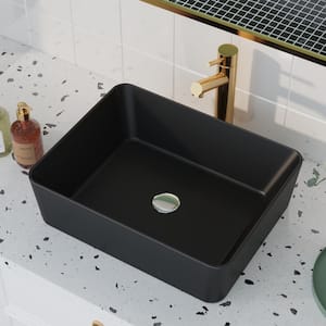 DeerValley Ally Classic Black Ceramic Rectangular Vessel Sink