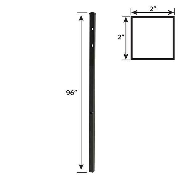 FORGERIGHT 96 in. x 6 ft. Aluminum Osprey Black Line Post with Flat Cap (6-Pack)