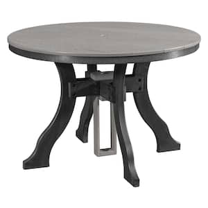 Adirondack Series Black Frame Round High Density Plastic Dining Height Outdoor Dining Table