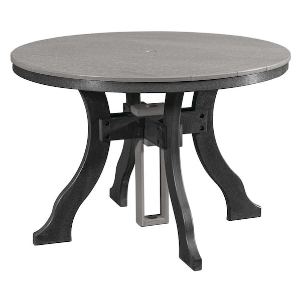 American Furniture Classics Adirondack Series Black Frame Round High Density Plastic Dining Height Outdoor Dining Table