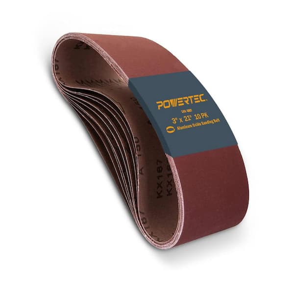 3 in. x 21 in. 180-Grit Aluminum Oxide Sanding Belt for Portable Belt Sander (10-Pack)