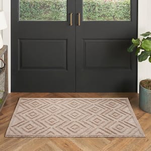 Versatile Natural Beige doormat 2 ft. x 4 ft. Diamond Contemporary Indoor/Outdoor Area Rug