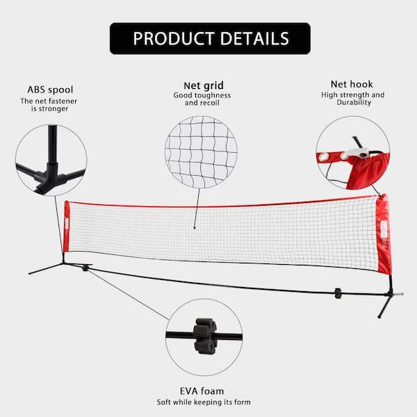 VIVOHOME Portable 14 ft. H Adjustable Outdoor Badminton Net Set