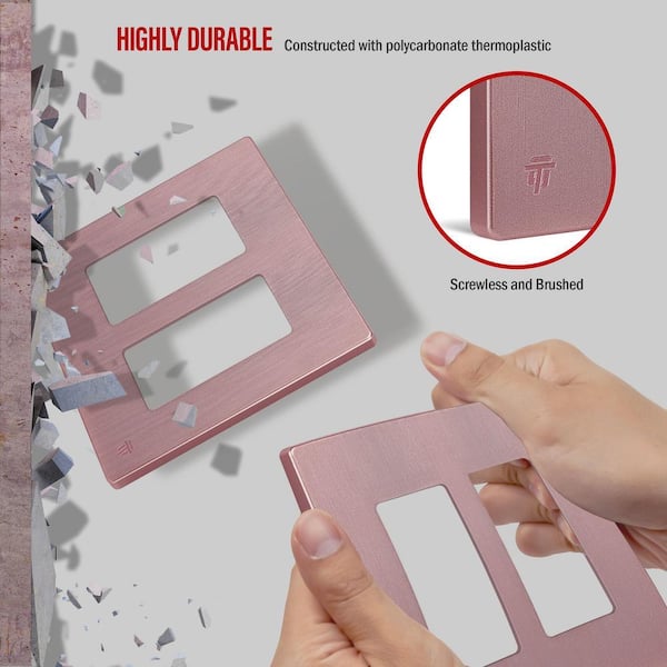 ENERLITES Brushed Rose Gold 2-Gang, Decorator/Rocker, Plastic