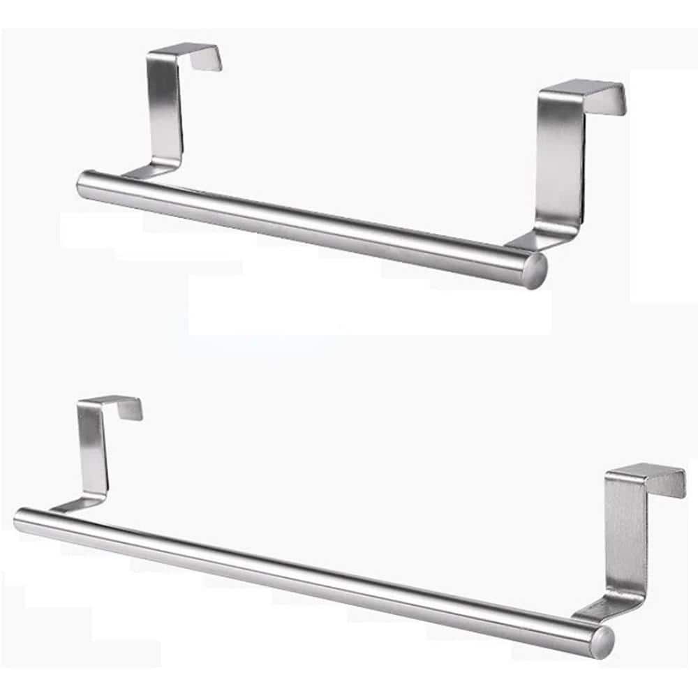2-Piece 9 in. and 14 in. Bathroom Over Door 2-Towel Holder Bar Rack Kitchen