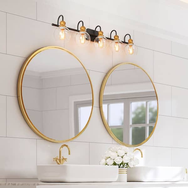 WRMING 7W LED Bath Mirror Lamps With Switch, Vintage Brass Mirror Light For Bathroom, Adjustable Mirror Front Light Wall Light Dressing Table Make-up Lighting, 4000K,35cm,560lm,Black - View #9