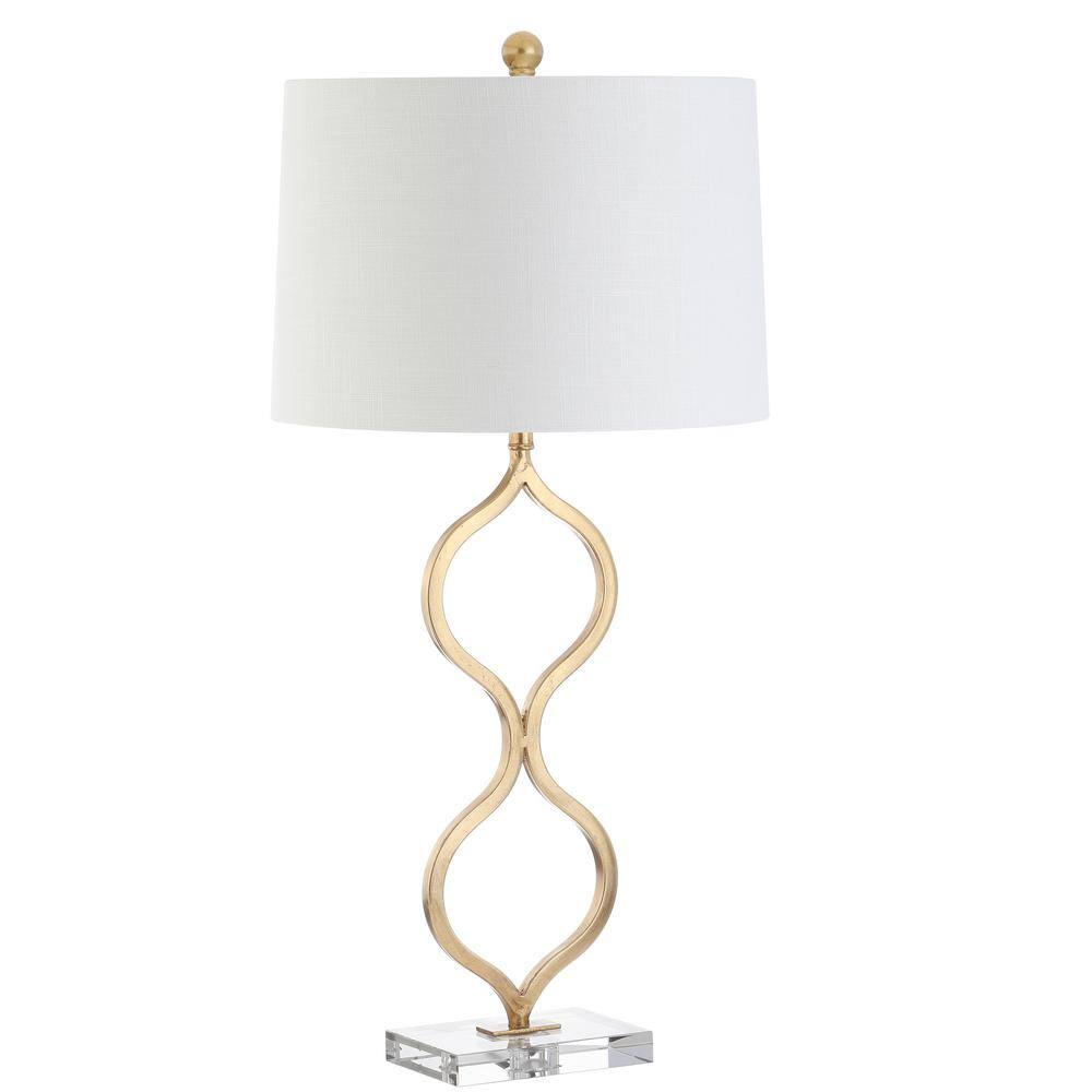 Elegant Gold Leaf 31.5" Table Lamp with White Linen Shade