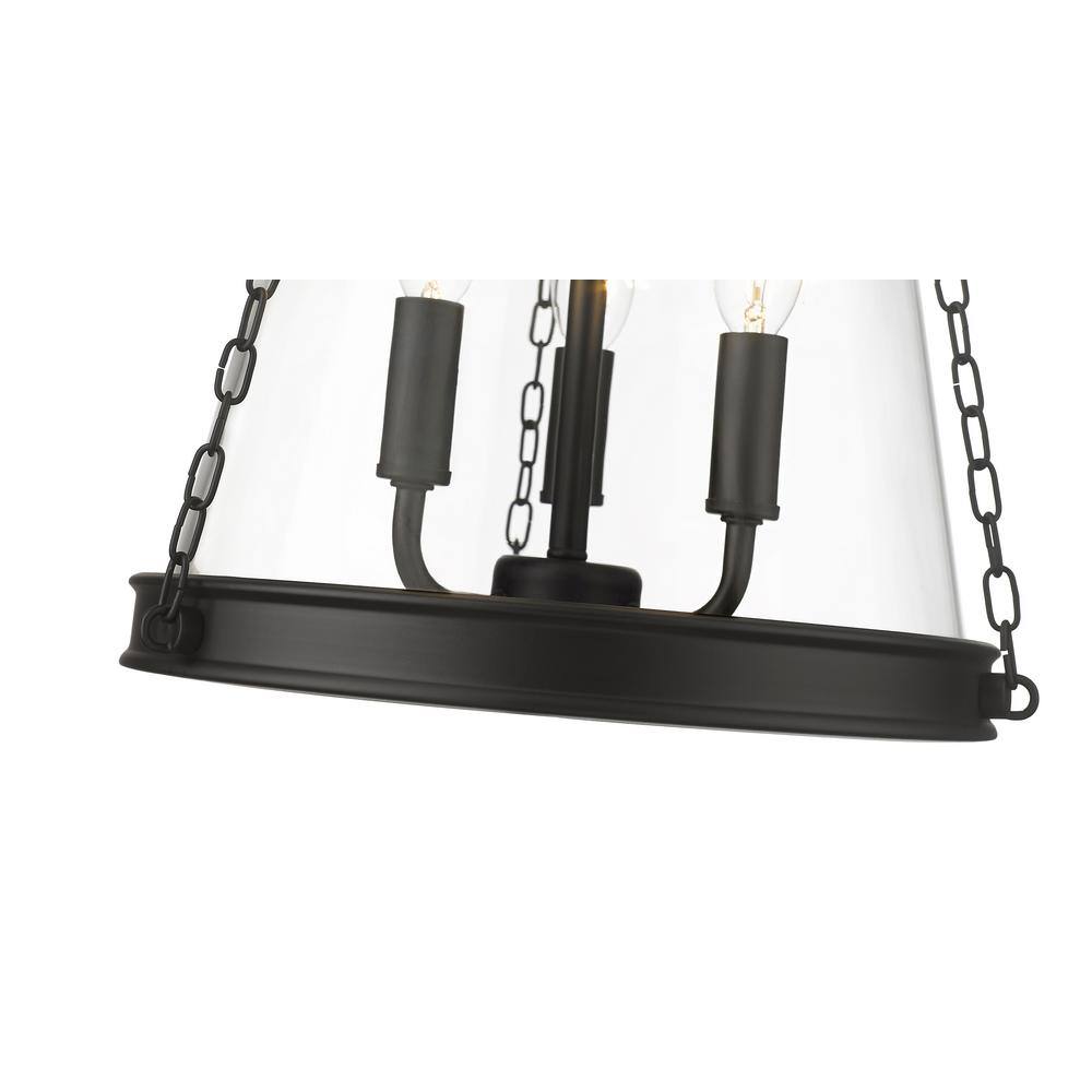 Prescott Matte Black Mini Drum Pendant with Nickel Accents