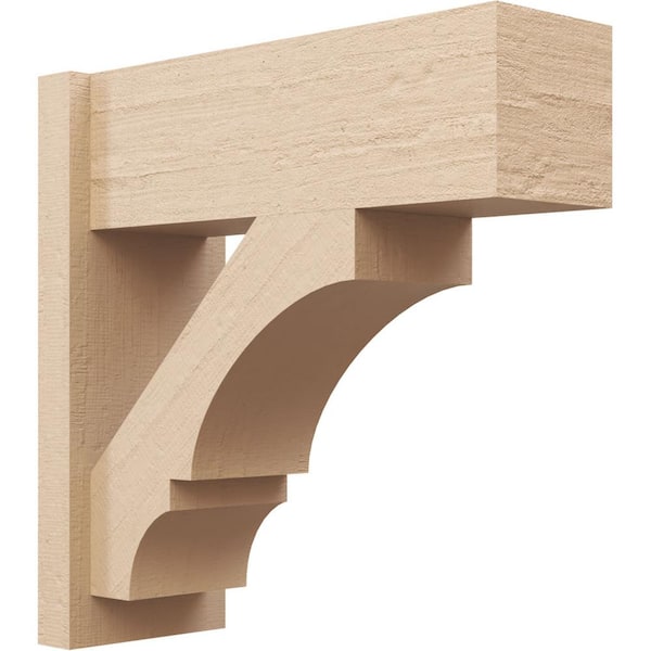 Ekena Millwork 8 in. x 22 in. x 22 in. Balboa Block Rough Cedar Woodgrain Timberthane Polyurethane Outlooker, Primed Tan