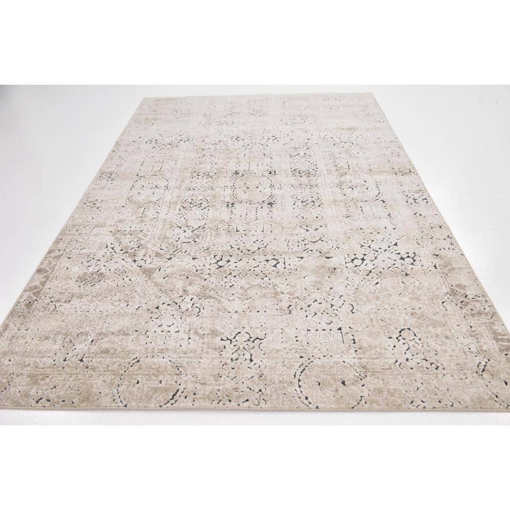 Beige 6' x 9' Rectangular Easy-Care Synthetic Area Rug