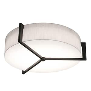 Apex 4.25 in. 3-Light Espresso/Linen White Flush Mount