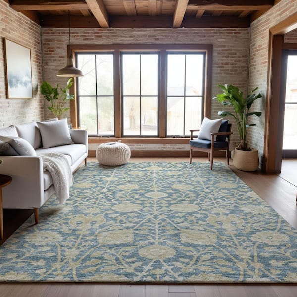 Mayfield Premium Machine Washable Abstract AMF1086 Sky 10 ft. x 14 ft. Area Rug