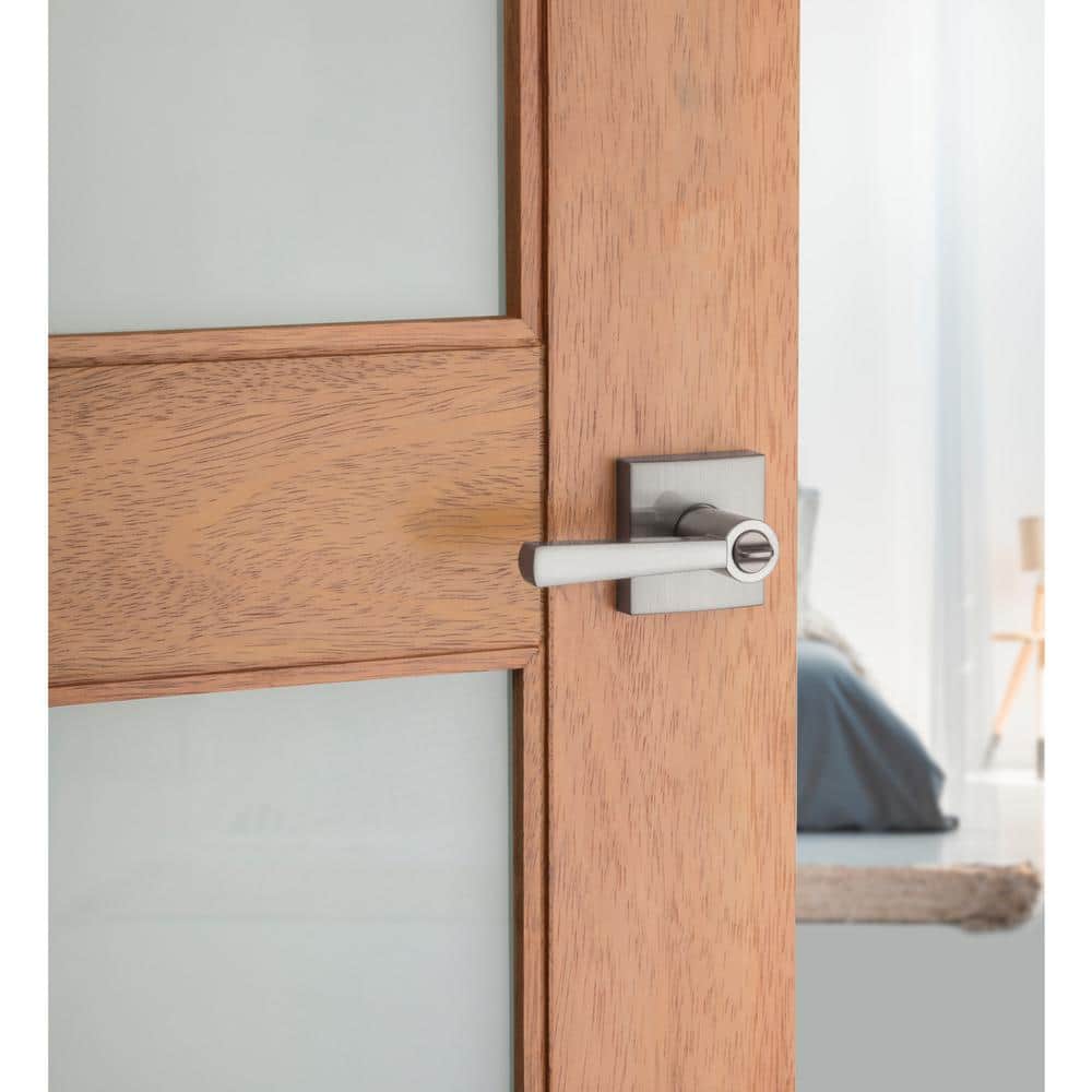 Satin Nickel Square Privacy Door Lever for Bed/Bath