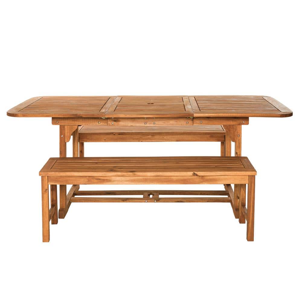 Brown Curved Acacia Wood Patio Dining Set for 4