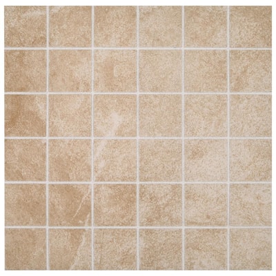 Portland Stone Beige 12 in. x 12 in. x 6.35 mm Ceramic Mosaic Floor and Wall Tile (1 sq. ft./Each)